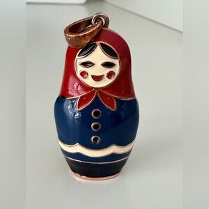 Vintage Russian Nesting matryoshka Doll Metal Pendent Necklace Keychain